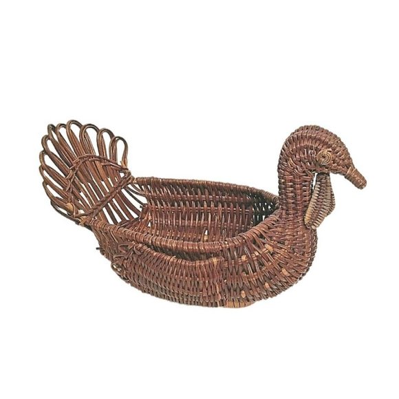 Vintage 6 Wicker and Wood Animal Basket 6 pc Lot Turkey Duck Rabbit Reindeer - Picture 6 of 15